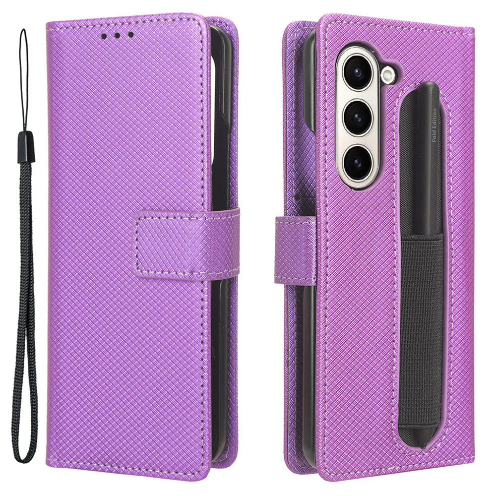 Leather Case for Samsung Galaxy Z Fold5 5G Diamond Texture Wallet Stand Phone Cover with Pen Slot Leather Case for Samsung Galaxy Z Fold5 5G Diamond Texture Wallet Stand Phone Cover with Pen Slot